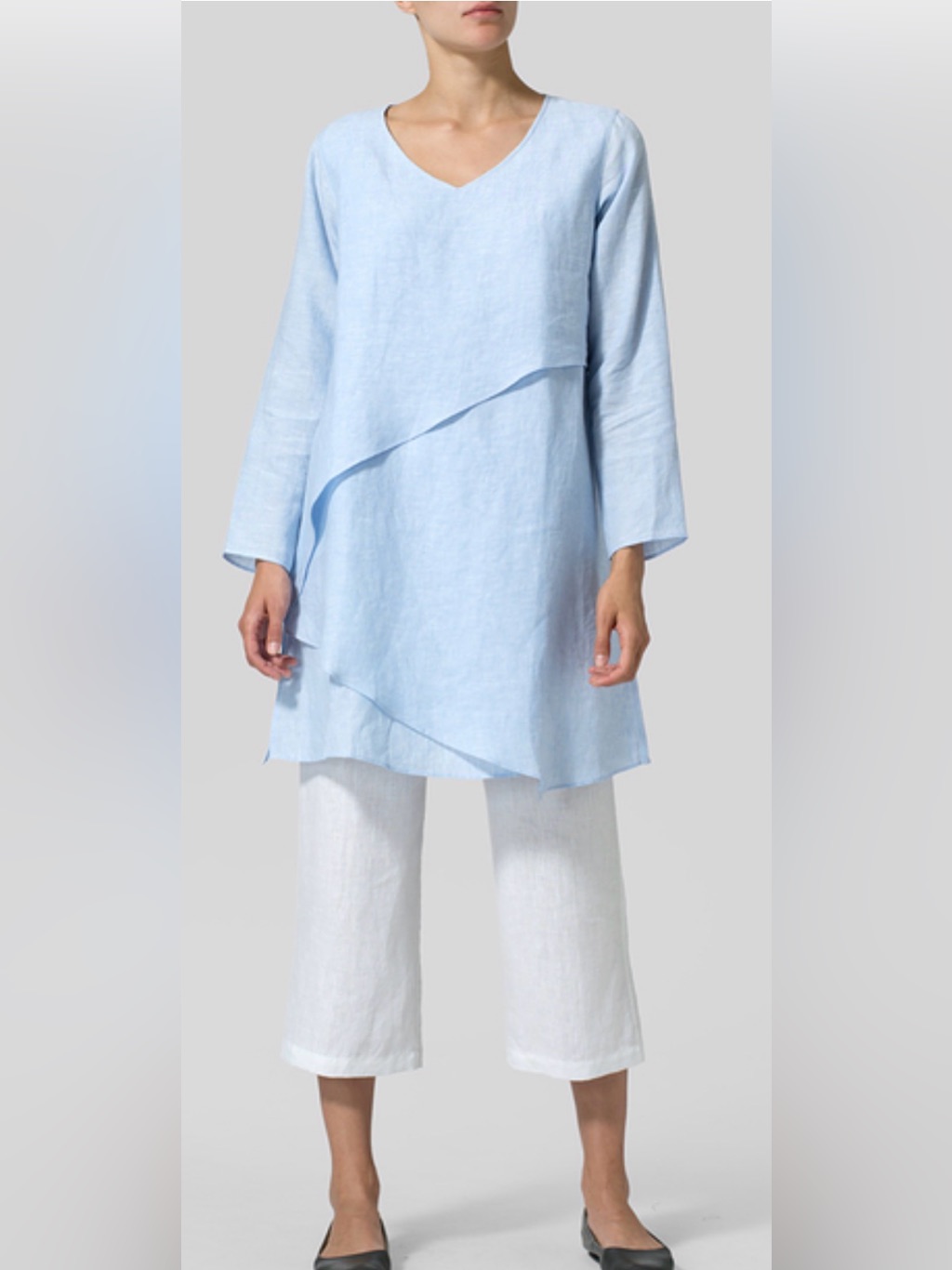 Vivid Linen Layering V-Neck Tunic